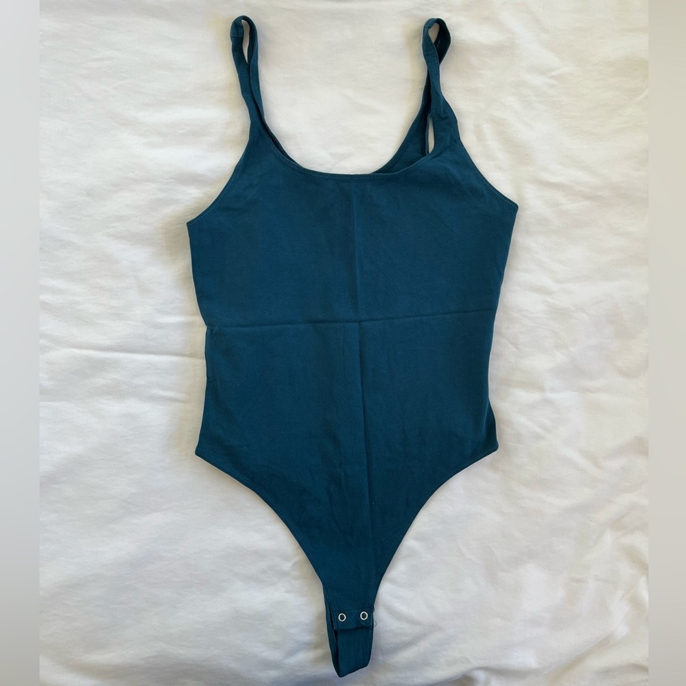 Women's Teal Tank Bodysuit - Stretch Scoop Neck